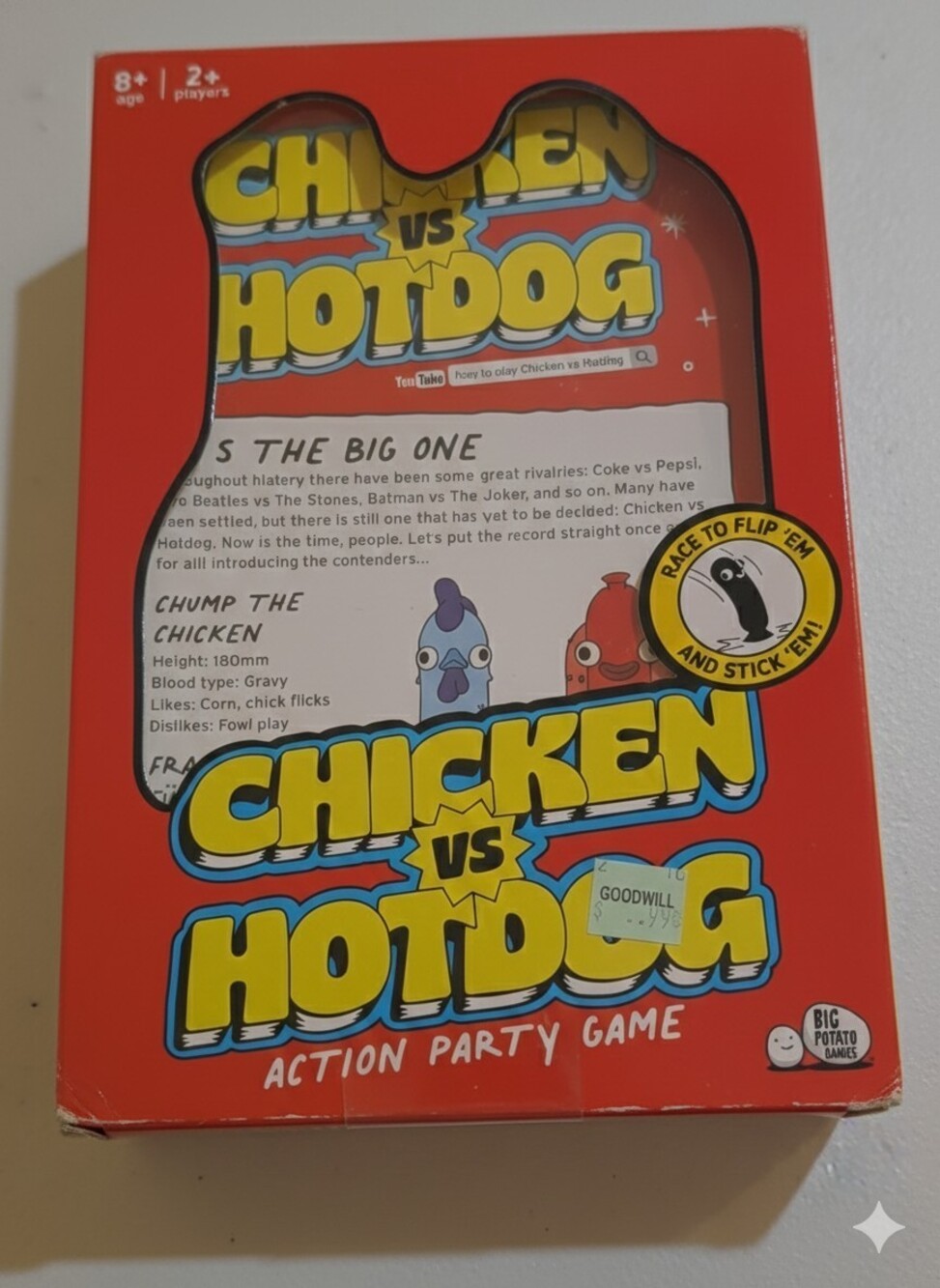 Big Potato Games Chicken vs Hotdog Action Party Game for 2 Players Ages 8+
